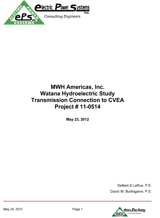 Watana Hydro Transmission Conection to CVEA Study